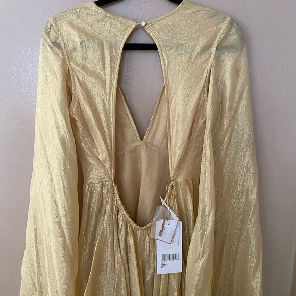 NWT Sundress Revolve Lourdes Dress Ios Bright Gold angel sleeve fairy mini M/L - Picture 16 of 16